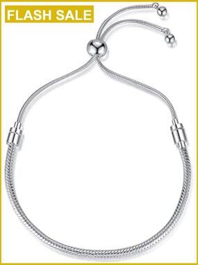 Snake Chain Charm Bracelet for Women DIY Adjustable Silver Jewelry Gift